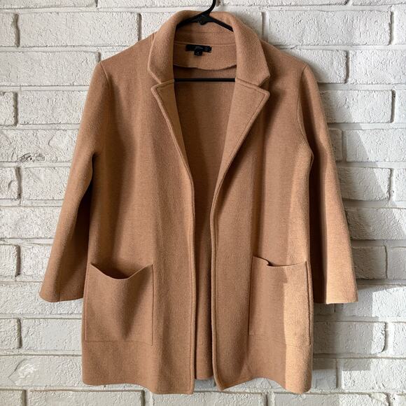 J. Crew Sweaters - J. Crew Sophie Open Front Sweater Blazer Camel Women's Sz S Wool Blend Classic